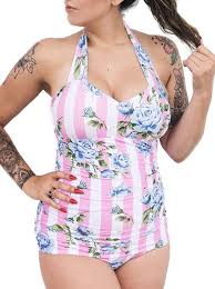 Sourpuss Carousel Roses Onepiece Swimsuit - Forever Tattooed