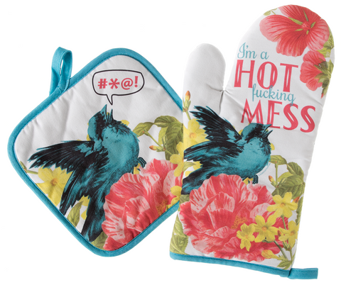 Sourpuss Hot Mess Oven Mitt Set - Forever Tattooed