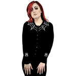 The Tangled Web We Weave Spiderweb Embroidered Cardigan - Forever Tattooed