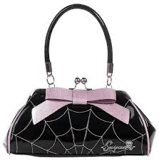 SOURPUSS SPIDERWEB FLOOZY PURSE BLACK/PINK - Forever Tattooed