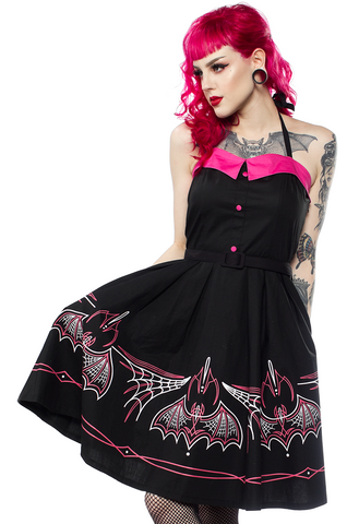 Sourpuss Pinstripe Batty Dress - Forever Tattooed