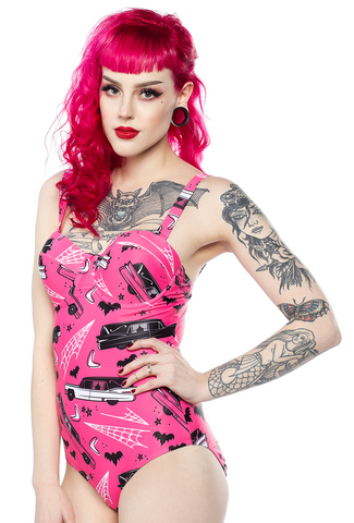 Sourpuss Death Cab One Piece Swimsuit - Forever Tattooed