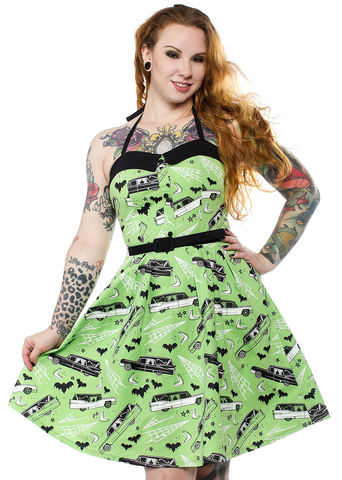 Sourpuss Death Cab Spooksville Dress Green - Forever Tattooed