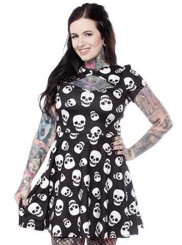 Sourpuss Skull Lust Scuba Dress - Forever Tattooed