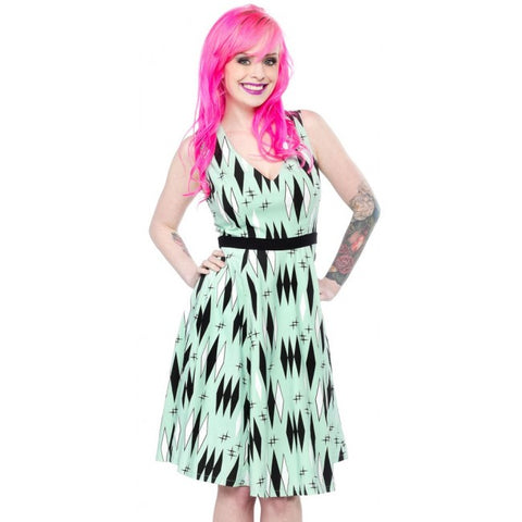 Sourpuss Retro Mint Diamonds Dress - Forever Tattooed