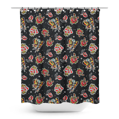 Sourpuss Punk Rock Girl Shower Curtain - Forever Tattooed