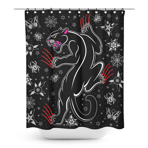 Sourpuss Crawling Panther Shower Curtain - Forever Tattooed